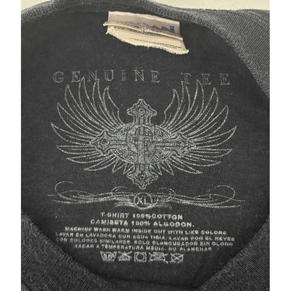 Lot Of 2 VNTG Y2K Skull Wing Graphic Double sided T-Shirt Black Gray‎ Size XL - Picture 6 of 11